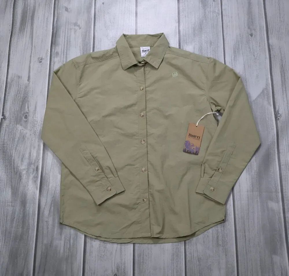 NEW Børn (Born) Outdoors Women's Button Down Shirt Olive Green 100% Nylon
